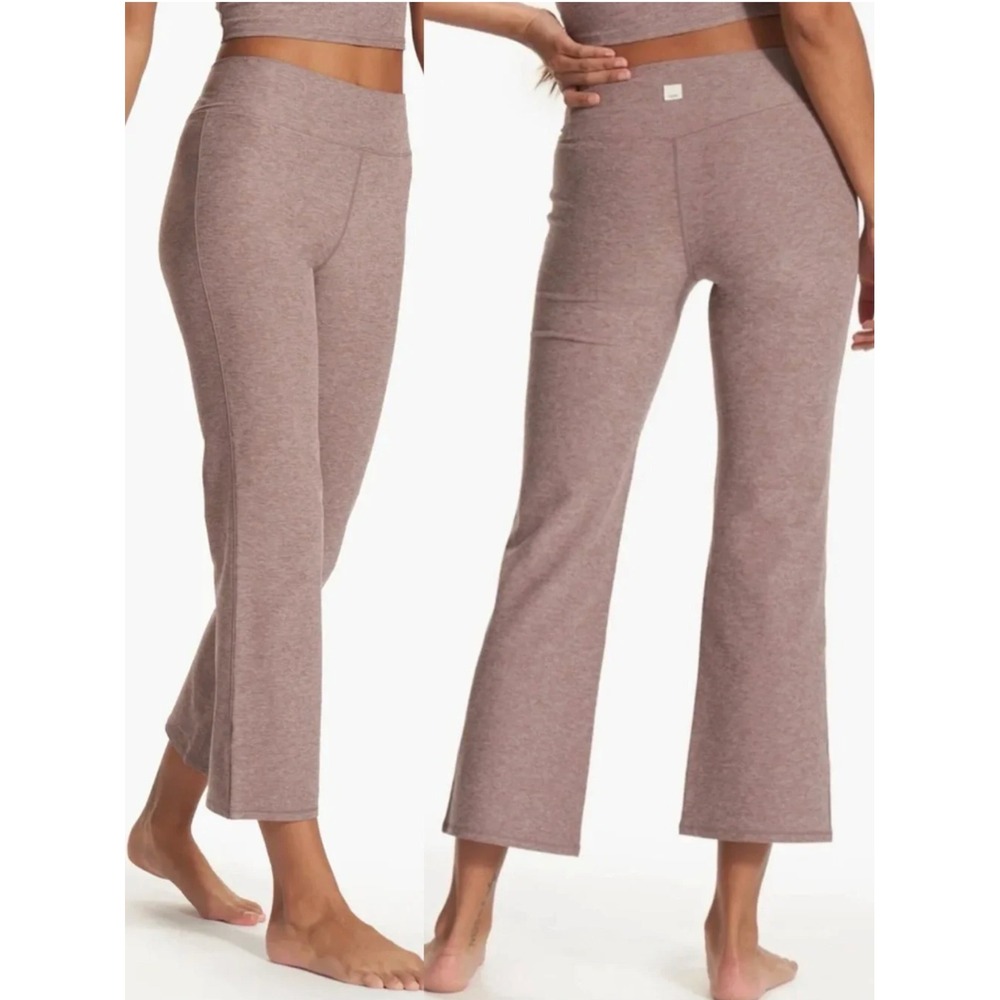 Vuori Womens Performance Flare Leggings Heathered Mauve Pink High Rise